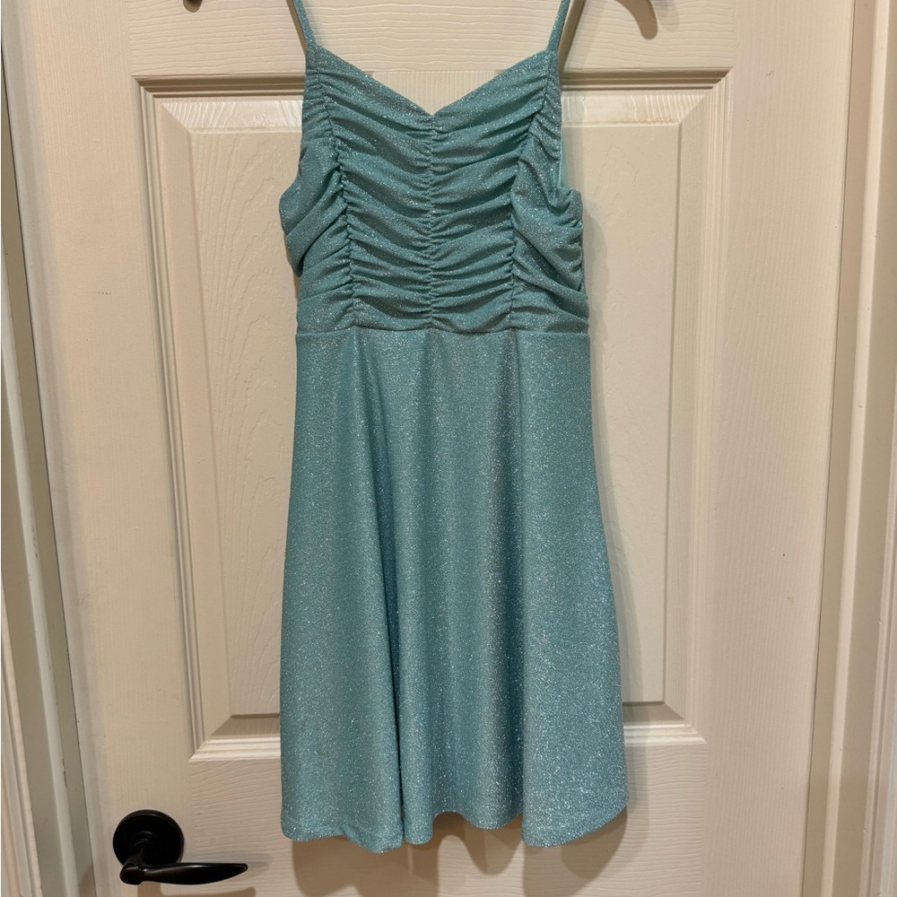 Sparkling Blue Ruched Dress